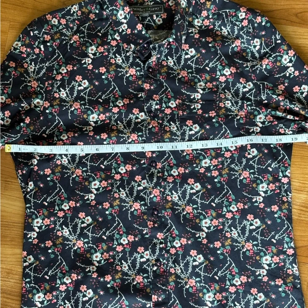 Paisley & Gray Floral Navy Men's Button Down Slim Fit Small 15